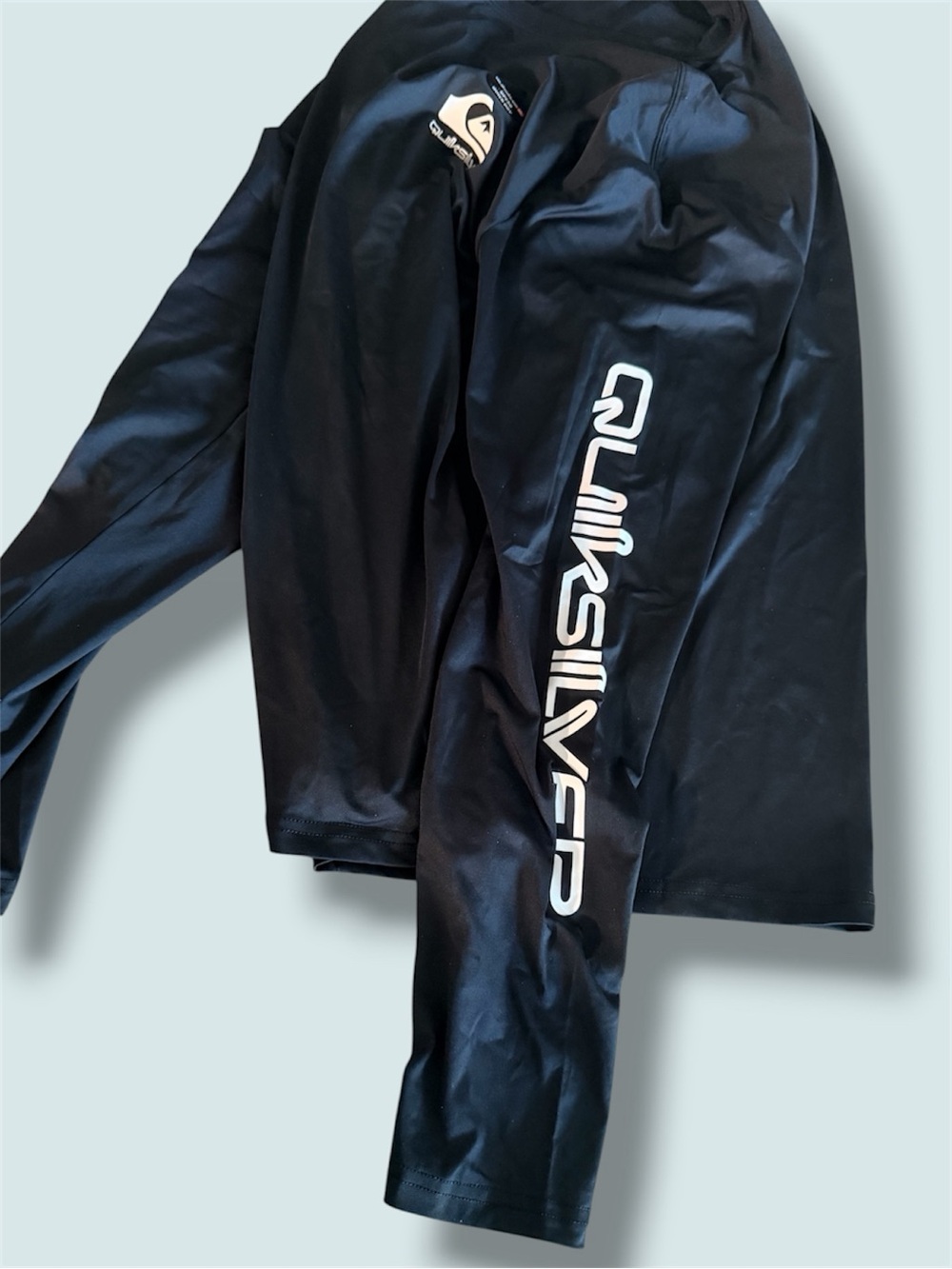 New! Quiksilver Black Rash Guard with White Logo
